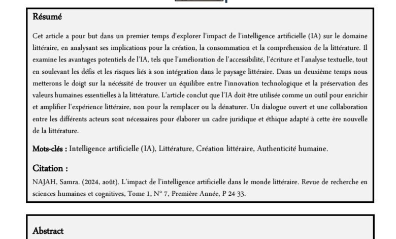 L’impact de l’intelligence artificielle dans le monde littéraire L’impact de l’intelligence artificielle dans le monde littéraire