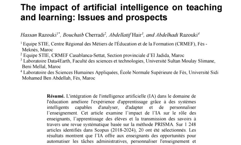 L’impact de l’intelligence artificielle sur l’enseignement et l’apprentissage : Enjeux et perspectives