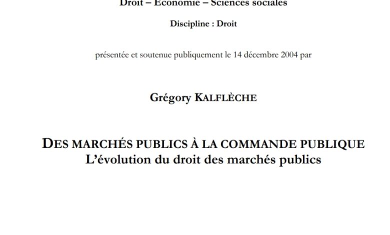 DES MARCHÉS PUBLICS À LA COMMANDE