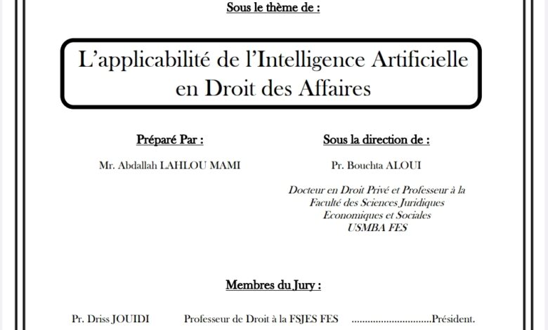 L’applicabilité de l’Intelligence Artificielle en Droit des Affaires