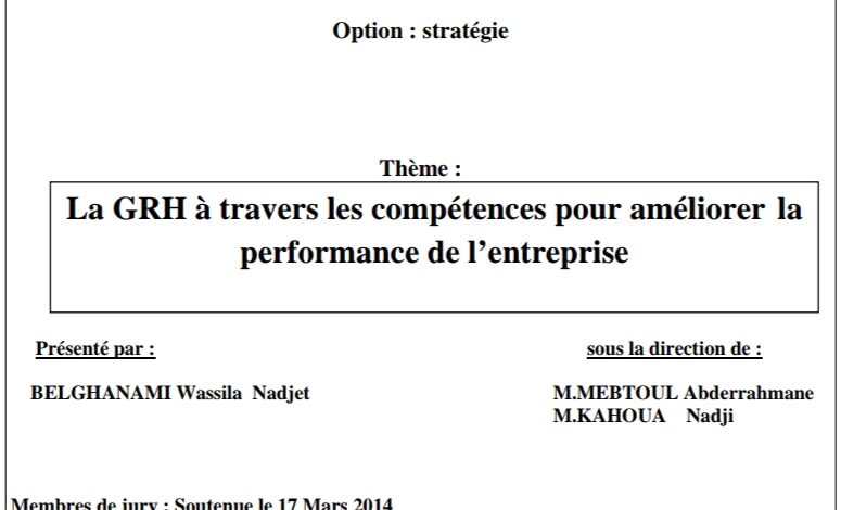 La GRH à travers les compétences pour améliorer la performance de l’entreprise