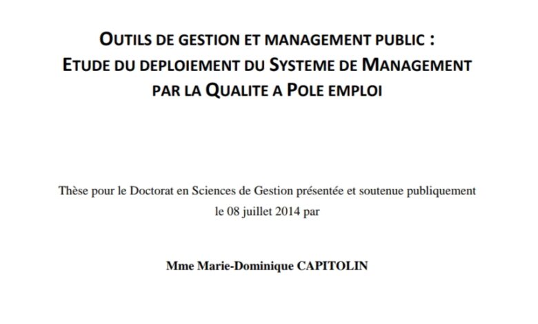 OUTILS DE GESTION ET MANAGEMENT PUBLIC