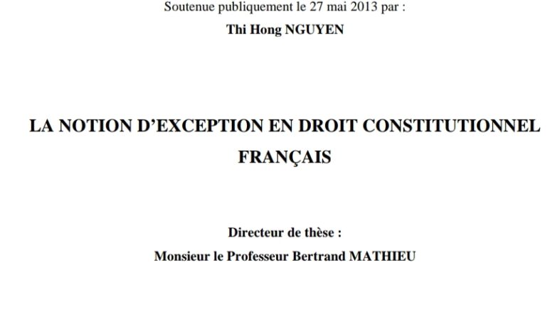La notion d’exception en droit constitutionnel