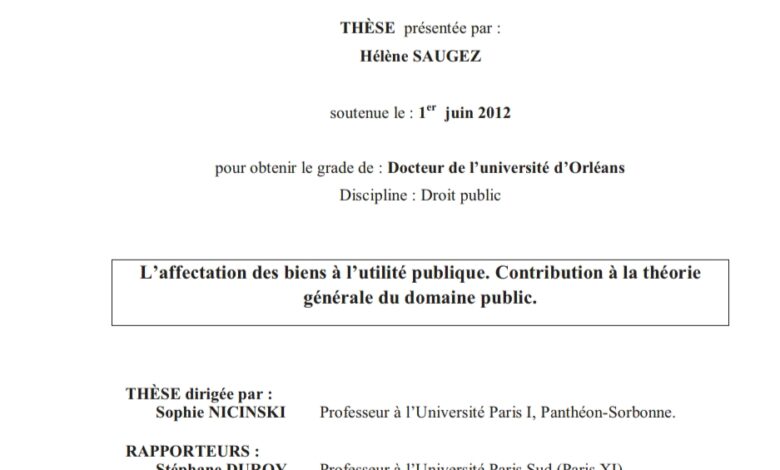 L’affectation des biens à l’utilité publique