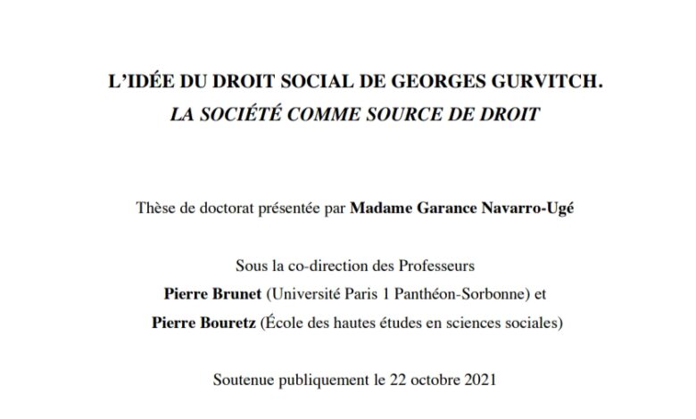 L’IDÉE DU DROIT SOCIAL DE GEORGES GURVITCH