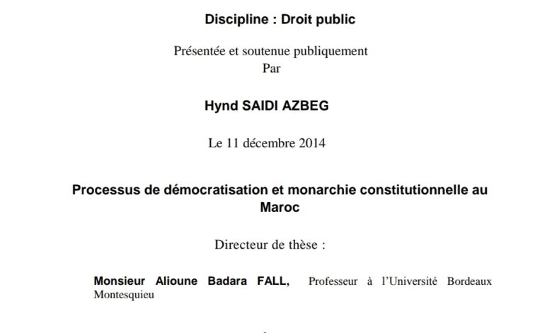 Processus de démocratisation et monarchie constitutionnelle au Maroc