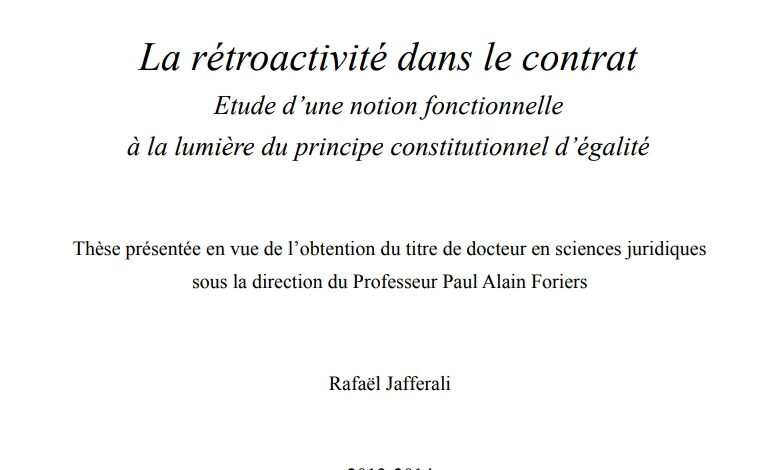 La rétroactivité dans le contrat