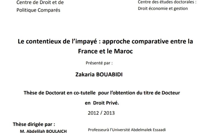 Le contentieux de l’impayé : approche comparative entre le France et le Maroc Le contentieux de l’impayé : approche comparative entre le France et le Maroc